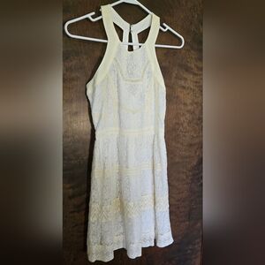 American Eagle Outfitters Cream Halter Lace Sundress